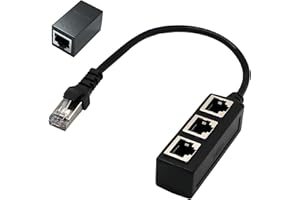 QJFHURB Splitter Ethernet Rj45 Sdoppiatore Rete Lan Sdoppiatore Cavo Ethernet 1 Maschio A 3 All'Adattatore Femminile Sdoppiatore Cavo Lan Per Cat5, Cat6, Cat7 con 1 Passaggio di Rete Ethernet Lan