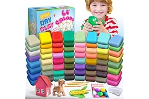 ESSENSON Arcilla Polimerica Secado al Aire - 64 Colores Plastilina Arcilla para Modelar de Secado al Aire para Niños, Regalo para Niños y Niñas de 3 a 12 Años