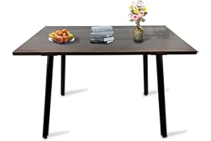 Jahof Dining Table for 4 People, Solid Pine Wood Kitchen Table 120 x 70 cm, Rectangle Desk with Heavy Duty Metal Legs for Dining Room, Home, Office (Dark Brown)