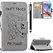 Produktbild HUDDU Grau Handyhülle für Samsung Galaxy S6 Hülle Don't Touch My Phone Bear Muster PU Leder Tasche Wallet Case Cover Flip Ledertasche mit Kartenfach Magnetverschluss Stand Brieftasche Etui Slim Handytaschen Schutzhülle für Samsung Galaxy S6 Klapphülle im Bookstyle