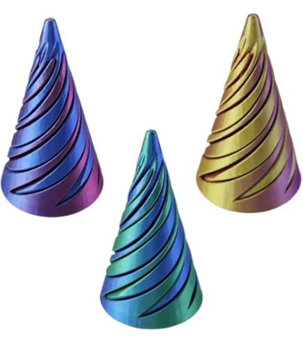 Tangdudu 3PCS Impossible Cone, 3D Stampato Spiral Cone Fidget Toy, Impossible Pyramid Passthrough Sculpture, Desktop Spirale Cono Giocattolo Fidget, Antistress Giocattolo per Bambini Regalo per Adulti