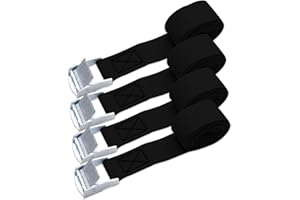 MEGAVOW 4 Piezas Correa de Amarre Cinturón de Amarre con Hebilla, Cinchas de Sujeción de Carga, Cintas Tensoras, Cinta Trincaje Profesional, para Equipaje, Camping, Portabicicletas Cincha