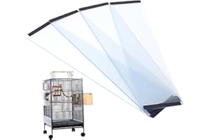 HPERU Hyperu 4Pcs Anti-Scatter Transparent PVC Seed Catcher Guard for Parrot, Parakeet, Macaw - Mess-Free Bird Cage Cover