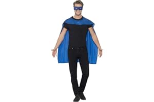 Smiffys Cape, Red with Eyemask, Icons & Idols Fancy Dress, Superhero Dress Up Accessories