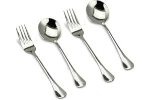 Vanra pezzi Set posate per bambini, 18/10 in acciaio INOX argento bambino set da tavola Set posate Posate da tavola, stoviglie per bambini più piccoli (cromato), Acciaio inossidabile