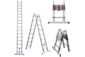 EFAN 5M(2.5M + 2.5M) A Frame Scale Telescopiche, Scaletta Estensione In Acciaio Inossidabile, Scala Multiuso Carico Massimo 150kg/330lb, Per Decorare, Dipingere