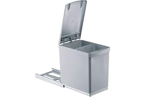 PYRAMIS Poubelle, plastique, grise, 2 x 7,5 litres || largeur de l'armoire à partir de 30 cm