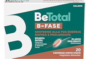 Be-Total B-Fase Integratore Alimentare con Biotina, Vitamina B, Rodiola Rosea e Teobroma Cacao per un sostegno Rapido e Prolungato alla tua Energia, 20 compresse doppio strato