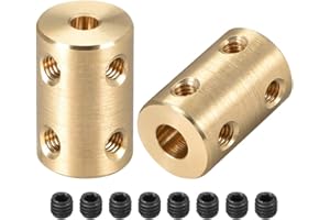 sourcing map 2 Stück 4mm bis 6mm Bohrung Starre Kupplungsschraube L22XD14 Kupfer Wellenkupplungsverbinder Motorzubehör