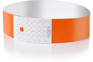 Amazy Entrance Wristbands: 100 Printable Bracelets for Event Security (Orange)