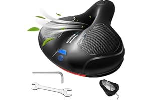 Hmseng Selle de Velo Ultra Confortable, Selle de Vélo Gel Ergonomique avec Amortisseur à Double Ressort pour Bicyclette VTT Vélos Montagne