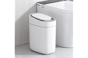 ELPHECO Automatischer Badezimmer-Mülleimer mit Deckel, Sensor, schlank, schmal, aus Kunststoff, wasserdichter Bewegungssensor, für Schlafzimmer, Wohnzimmer, schmalen Raum, 9,5 l