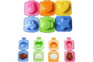 VIOJRLLY 6 moules à oeufs, moules à oeufs 3D, moules à boules de riz pour sushi, pentagrammes, ours, lapins, poissons, voitures et coeurs, accessoires de moules pour le bricolage