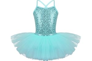 Freebily Vestido Lentejuelas de Danza Ballet para Niña Maillot Brillante Vestido Princesa de Ballet Gimnasia Patinaje Artístico Disfraz de Bailarina Fiesta