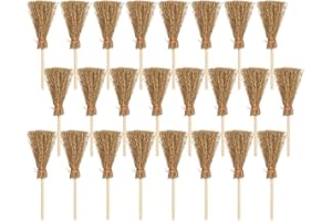 SEWACC Mini Balais de Paille avec Cordes Rouges 24Pc