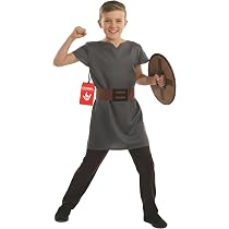 Costume Vichingo Per Bambina Ragazza – Outfit Storico Iron Age Con Abito, Grembiule, Cintura E Scaldacuore, Taglia Media 7-9 Anni