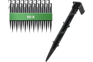 GARDENIX Garden Hose Anchor Pack of 50 - Mounting Anchor for Drip Hose Ground Spike Irrigation - Diameter 16 mm - Pearl Hose Plug Fork Stable and Shatterproof, Long Durability, Ground Anchor