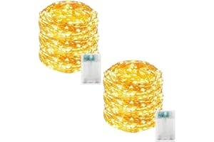 PAWARSO Luci Led a Batteria, Lucine Led Decorative a Batteria, 2 Pezzi 10M 100LED Stringa Luci Led Impermeabili per Decorazioni di Natale,Feste,Matrimonio