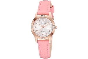 TASGO Women's Leather Quartz Watch Easy Read Watch with Diamond Luminous Waterproof Fashion Wristwatch for Women Ladies Girls