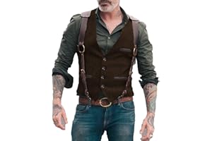 BYLUNTA Herren Hunting Tweed Weste Vintage Retro V-Hals Hochzeit Geschäft Slim Fit Party Wolle S-3XL
