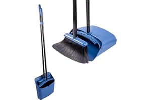 Jekayla Set Scopa e Paletta, Spazzatrice e Paletta Combinata con 137 CM Maniglia Estensibile per la Pulizia della casa, blu