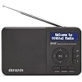 Aiwa RD-40DAB/BK: Rechargeable Digital Portable Radio (Dab/Dab+/FM,Built-in Speaker, 100 Presets, Dot Matrix Display, Headphone Jack, Dual Alarm, Rechargeable Battery) Color: Black.