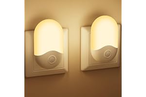 Detake Luz Nocturna Infantil con Sensor Crepuscular, AUTO ON/OFF Lámpara de Noche, 0.5W, Blanca Cálida Luz Nocturna para Niños, Escalera, Dormitorio, Cocina, Baño,30lm(sin Control Remoto)