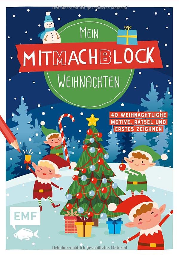 Mein Mitmachblock Weihnachten: 40 weihnachtliche Rätsel, Ausmalmotive