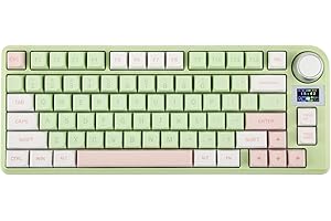 EPOMAKER TH80-X Gasket klawiatura mechaniczna, uk?ad 75% Hot-swap z akumulatorem 4000 mAh, ekran LCD, podk?NKRO, RGB do gier/biura/Win/Mac (TH80-X Pink Green, Wisteria Linear Switch)