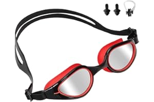 Glaxcidy Occhialini da Nuoto, Anti UV e Anti Nebbia per Adulti, Occhialini Nuoto a Specchio con Lenti Ombra, Occhialini Piscina con Visione a 180° e Cinghie Silicone Regolabili, Unisex