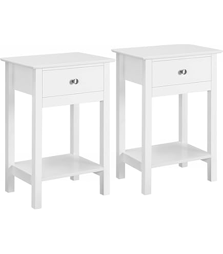 Set 2 Comodini VASAGLE Con Cassetto - Tavolini Salvaspazio Per Camera Da Letto O Soggiorno, Bianco - Foto 9