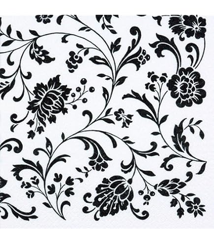 Elegante Arabesque-Servietten In Schwarz-Weiß – 20 Stück, 33x33 Cm, Made In Germany
