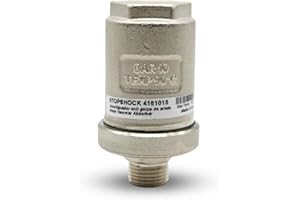 DOJA Barcelona | Amortiguador de Golpe de Ariete | Pack 1 | Amortiguador Ariete 1/2" | Ø51x92,8mm | Latón Niquelado | Reductor Golpe de Ariete | hasta 50mm, Grifo Lavabo, Válvula Ariete Agua