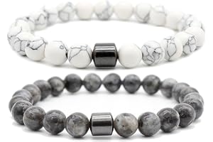 2 st armband, 8 mm natursten herr och dam turkos/amfibol pärlarmband stapelbar stretch armband
