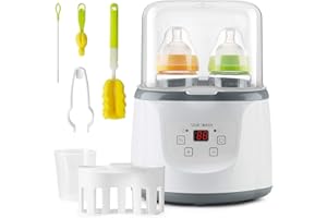 FUTURE FOUNDER Chauffe-biberon 6 en 1 pour bébé - Stérilisateur à vapeur - Stérilisateur pour biberons - Chauffe-lait - Fonction maintien au chaud - Pour biberons et tétines