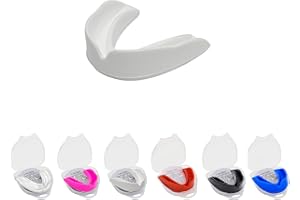5RIDGE Mundschutz Gum Shield - Professioneller Mundschutz Slim Fit mit Tasche für Kontaktsport, Rugby, Kampfsport, Judo, Karate, Rugby, MMA, Boxen, Hockey, Fußball (Weiß, Erwachsene(+12))