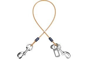 Mi Metty Dog Car Seat Belt, Dog Car Harnesses Chew Proof Steel Rope Cable, Waterproof Dogs Safety Belt, Vehicle Harnesses with Double Clips and Latch Attachment