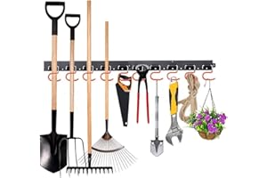 FIAMER Schweres, verstellbares Aufbewahrungssystem, 121 cm, Garagenaufbewahrung, Gartenwerkzeughalter, Gartenwerkzeug-Organizer, Wandhalterung, Werkzeug-Organizer, Garagen-Organizer (orange)