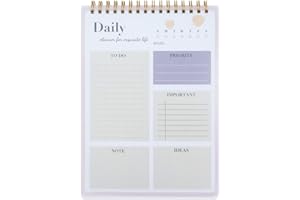 ‎VALICAER Tagesplaner Block Daily Planner mit To Do Liste, Prios, 52 Seiten Planer Wochenplaner Einkaufslisten und Ideen Notizen To Do Planer Notizblöcke für Schule Haushalt Büro für Aufgaben Termine (Lila)