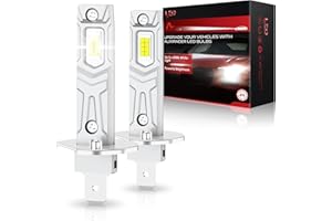 AUXIRACER Lampadina LED H1, 30000LM 60W 500% Più Luminoso Mini H1 LED Car Conversion Kit, Senza Ventole, Senza Polarità, Plug And Play, Sostituzione Alogena, Abbaglianti e Anabbaglianti