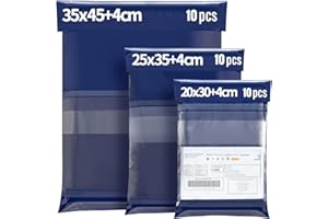 Wemk Pochettes d'Envoi Colis Vinted, Pack de 30 Enveloppes Plastiques Expédition, 3 Tailles, Résistantes aux Déchirures, Auto-Adhésives, Imperméables, pour Vêtements, Chaussures, Livres