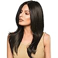 ASSU Long Straight Synthetic Hair Wig for Women | Full Head Dark Brown Wigs with Roots & Middle Part | Natural Looking Wig with WigCap | Perfect for Daily Use, Cosplay & Parties