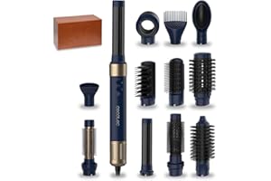 Cecotec Szczotka do gorącego powietrza Suszarka do prostownicy - 12 głowic - Technologia Coanda CeramicCare 12 w 1 AirGlam Blue. 1400 W, silnik cyfrowy, eliminuje puszenie, 3 temperatury