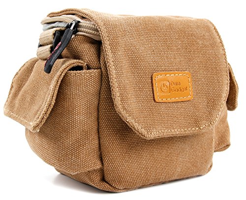 Petit   tui avec bandouli  re pour Nikon Coolpix P610 et L840  Canon PowerShot SX410 IS et Pentax XG-1 appareils photo Bridge NU - style vintage couleur beige sable adapt  e - DURAGADGET
