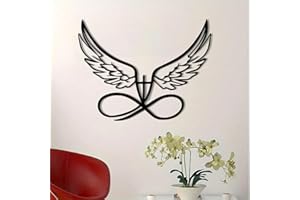 DUOOLN Angel Wings Metal Wall Art, Abstraction Wings and Heart Metal Wall Decor，Minimalism Angel Wings Wall Hanging,WallSculpture Indoor Outdoor Wall Decor Hanging for Home Bedroom Living Room Garden