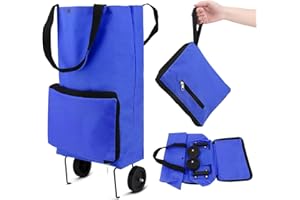 PZJFH Carrello della spesa, 28 litri, con 2 ruote in gomma, riutilizzabile, pieghevole, con borsa per il trasporto, per la spesa, per il mercato degli agricoltori, viaggi, campeggio, picnic, ecc