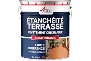 Peinture, résine étanchéité Terrasse - Imperméabilisation terrasse circulable, balcon, sols extérieurs, béton 10 L - Tuile - ARCANE INDUSTRIES