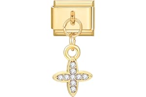 Hoomall Italian Charm Bracelet Charms mit Anhänger Armband Fußkettchen Halskette Charms 10x9mm Gold Edelstahl Italian Charms DIY Modul Charm Abnehmbare Schmuck