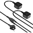 Baytion Extension Lead,1 Way Extension Cord 2 Metre Cable with 2 Independent UK 3 Pin Plugs Power Strips,Tough and Fireproof Extension Socket for Garden,Warehouse & Interior Renovation (Black)