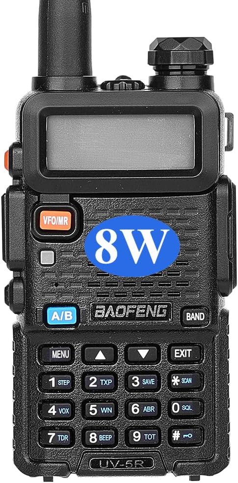 BAOFENG BF UV-5R 8-Watt Dual Band Two-Way Radio (144MHz-146MHz VHF & 430MHz-440MHz UHF) Includes Full Kit, Black